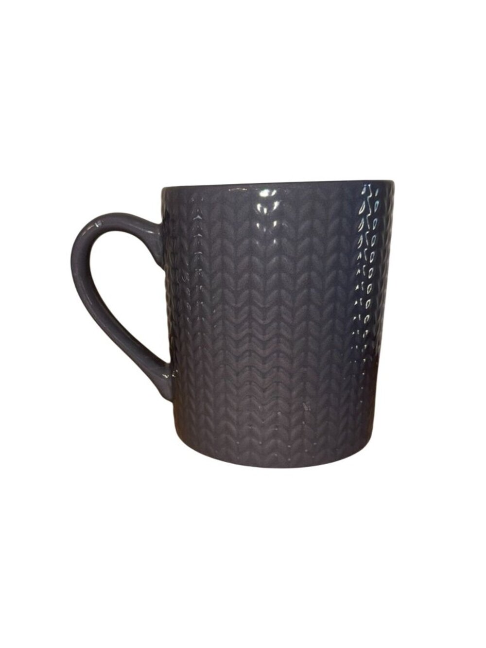 Grey Ceramic Mug With Knitted Pattern Design 16 Oz Dishwasher & Microwave Safe